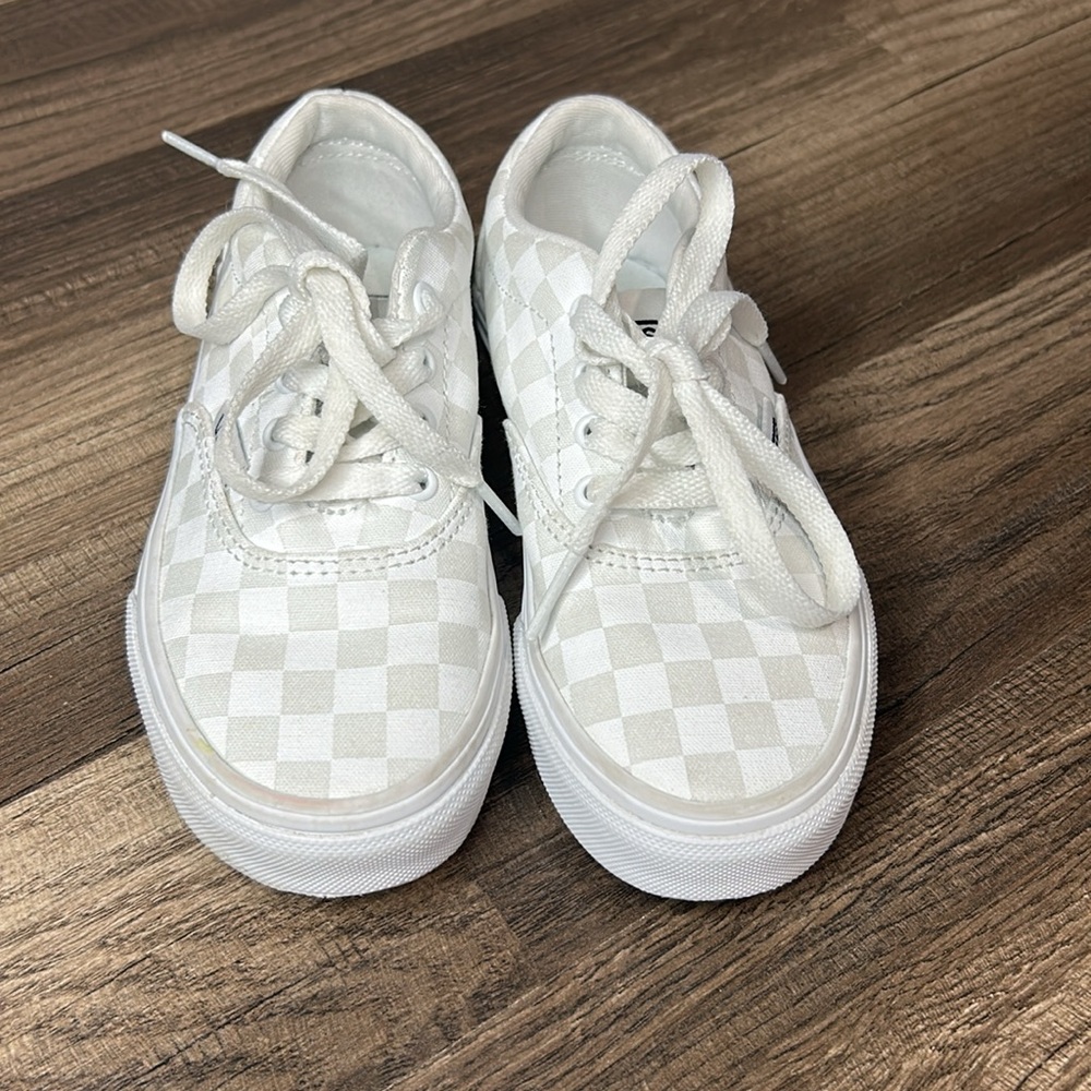 Vans Kids White Checkered Sneakers